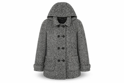 Atmosphere Womens Grey Pea Coat Size 10 Hooded Tweed Winter Jacket