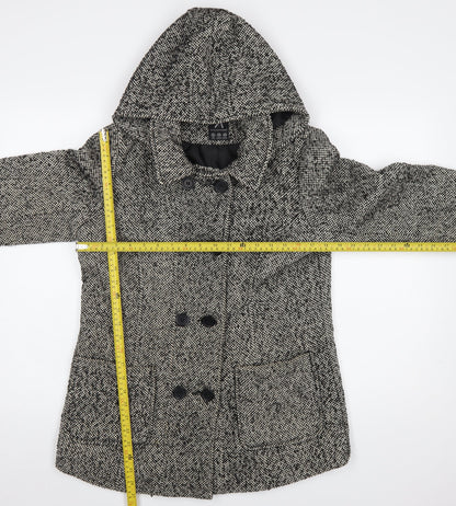Atmosphere Womens Grey Pea Coat Size 10 Hooded Tweed Winter Jacket