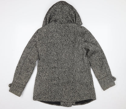 Atmosphere Womens Grey Pea Coat Size 10 Hooded Tweed Winter Jacket