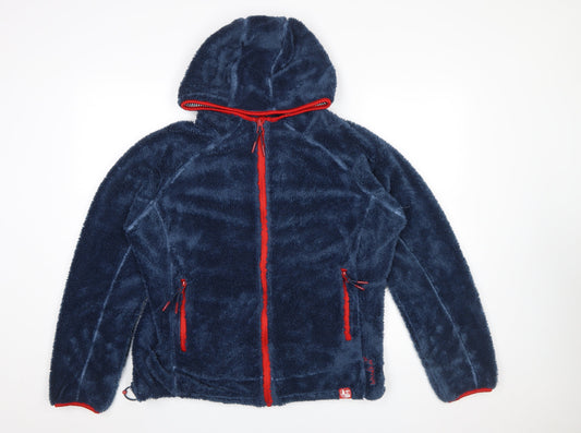 Weird Fish Women's Blue Hooded Fleece Jacket Size 18