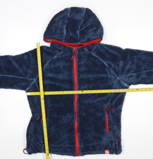 Weird Fish Women's Blue Hooded Fleece Jacket Size 18