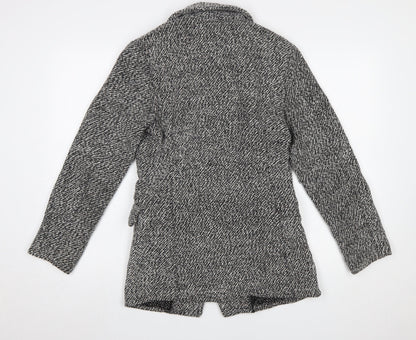 Parisian Women Black & White Textured Double-Breasted Blazer UK 10