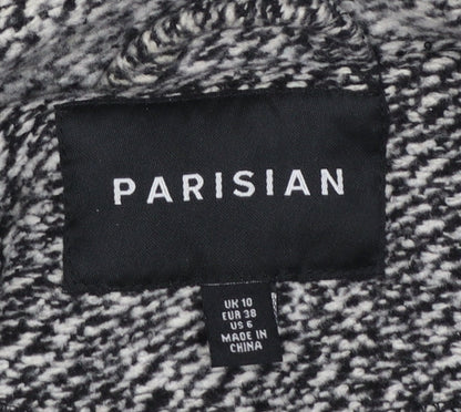 Parisian Women Black & White Textured Double-Breasted Blazer UK 10