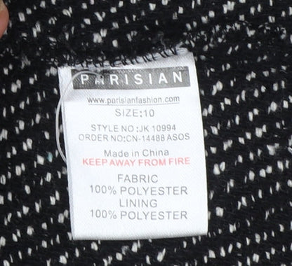 Parisian Women Black & White Textured Double-Breasted Blazer UK 10