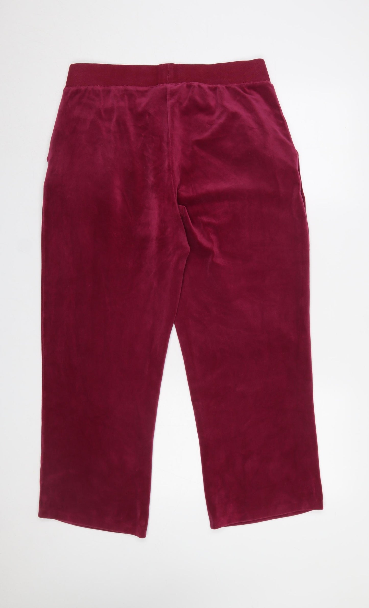 Juicy Couture Womens Red Velour Sweatpants L Elastic Waist Comfort Lounge Trousers