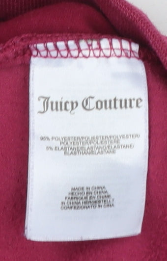 Juicy Couture Womens Red Velour Sweatpants L Elastic Waist Comfort Lounge Trousers