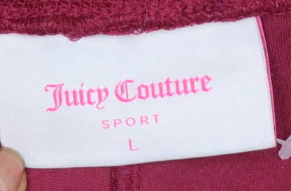 Juicy Couture Womens Red Velour Sweatpants L Elastic Waist Comfort Lounge Trousers