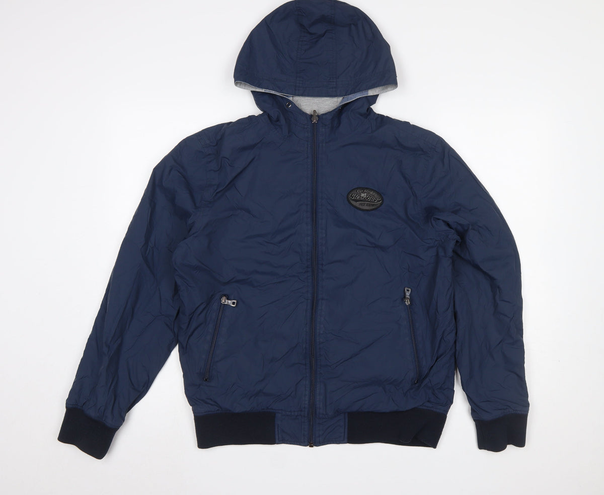 Mens UK Size L Springfield Blue Windbreaker Coat
