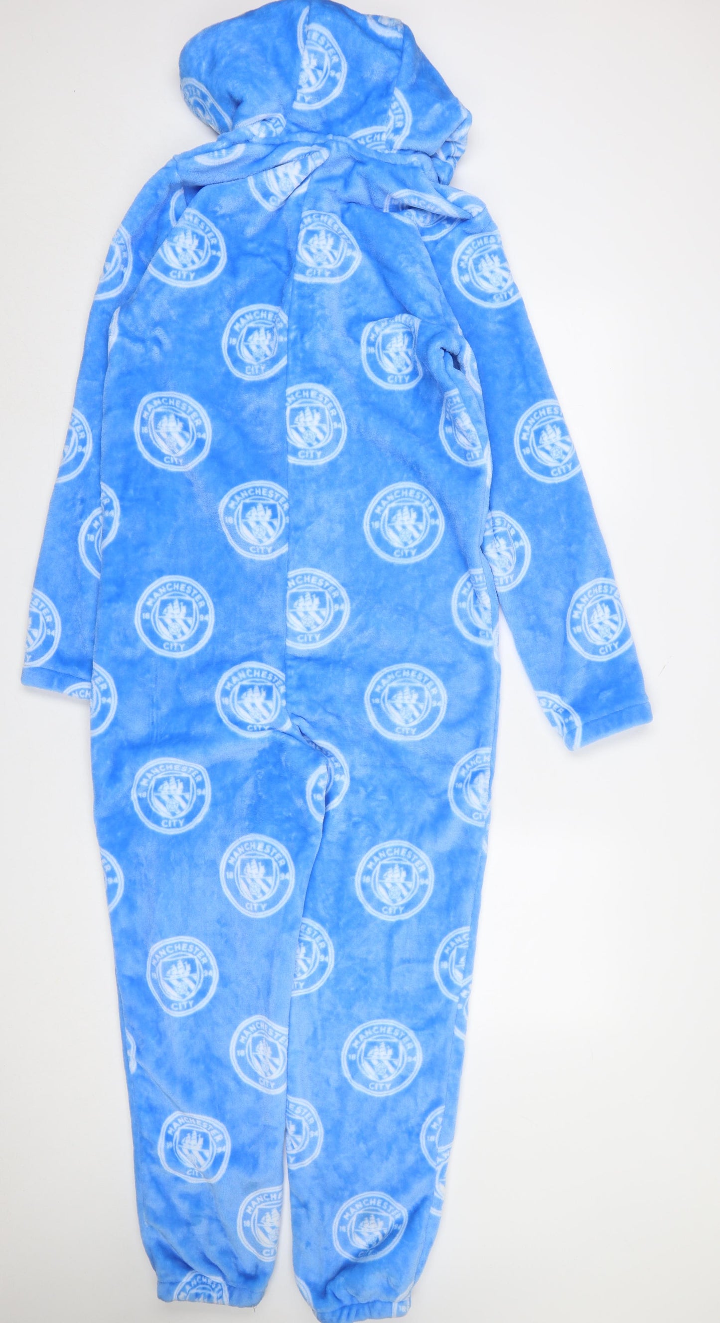 Manchester City Boys Blue Fleece One Piece Hooded Pyjamas 13-14 Years