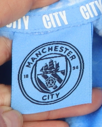 Manchester City Boys Blue Fleece One Piece Hooded Pyjamas 13-14 Years