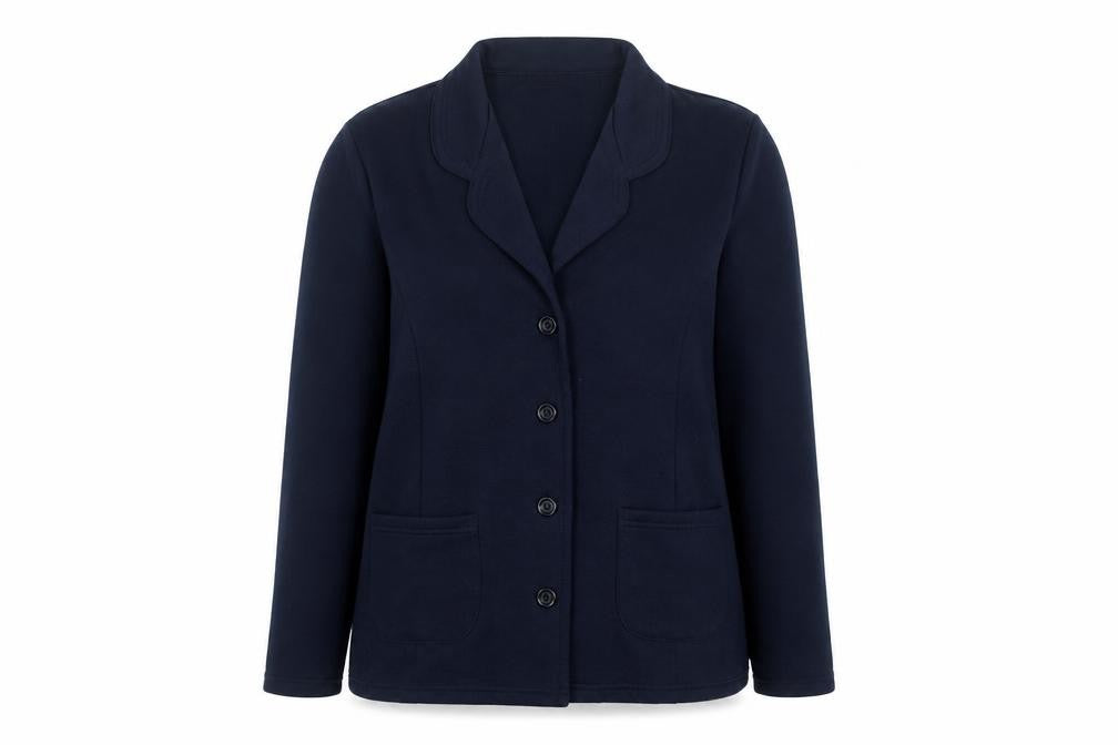 Damart Women's Navy Blue L Classic Single-Breasted Blazer Jacket