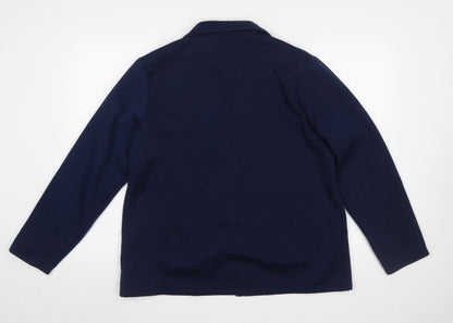 Damart Women's Navy Blue L Classic Single-Breasted Blazer Jacket