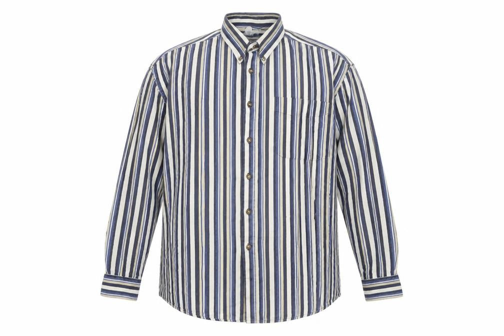 Tribute Men's Blue Striped Cotton Button-Up Shirt XL