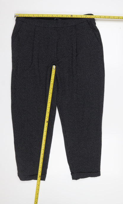 Marks and Spencer Women’s Grey Striped Knit Tapered Trousers Size 16