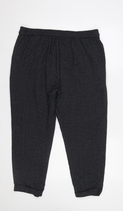 Marks and Spencer Women’s Grey Striped Knit Tapered Trousers Size 16
