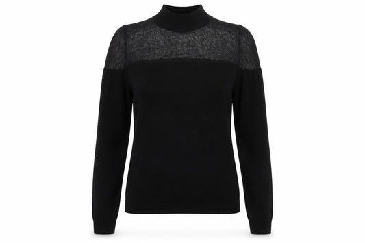 Front view of Miss Selfridge Women's Black Mock Neck Long Sleeve Knit Jumper, size 6