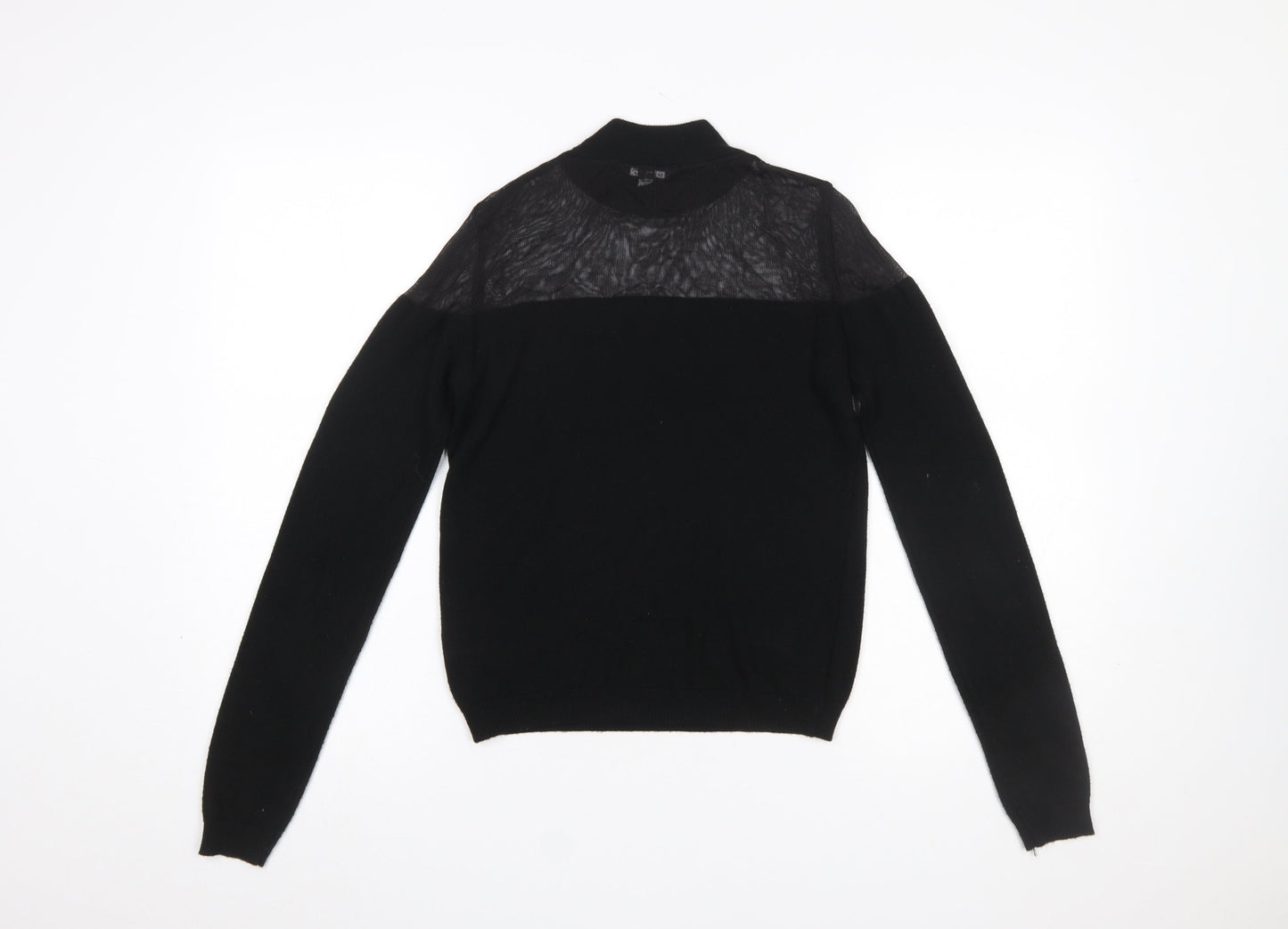Miss Selfridge Women's Black Mock Neck Long Sleeve Knit Jumper Size 6