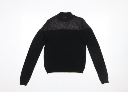 Miss Selfridge Women's Black Mock Neck Long Sleeve Knit Jumper Size 6