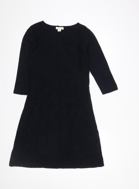 Monsoon Womens Black Cotton A-Line Knee Length Dress Size 12