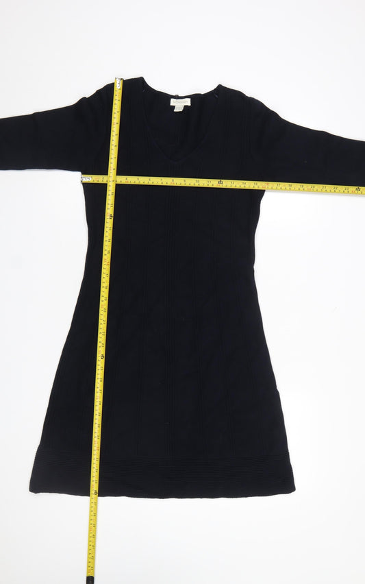 Monsoon Womens Black Cotton A-Line Knee Length Dress Size 12