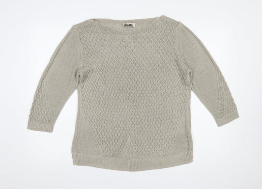 Marks and Spencer Women Beige Size 16 Knit 3/4 Sleeve Jumper