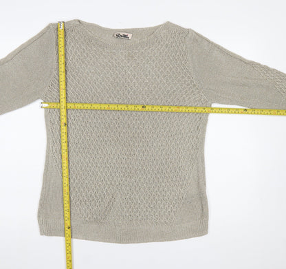 Marks and Spencer Women Beige Size 16 Knit 3/4 Sleeve Jumper