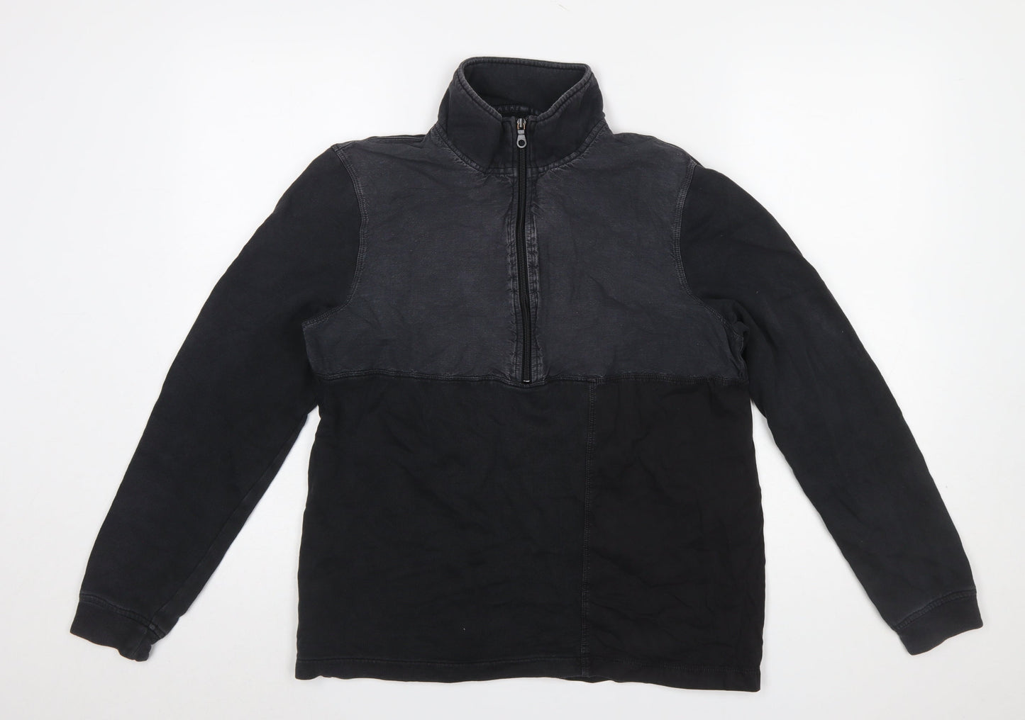 Mens UK Size M Folk Black Henley Sweatshirt