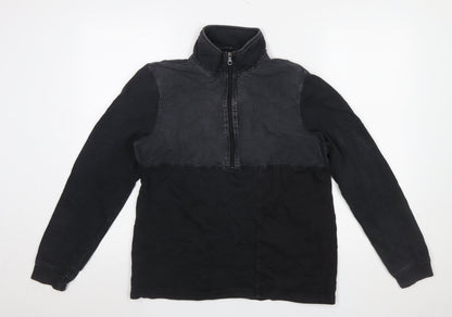 Mens UK Size M Folk Black Henley Sweatshirt