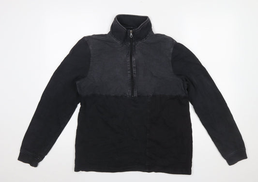 Mens UK Size M Folk Black Henley Sweatshirt