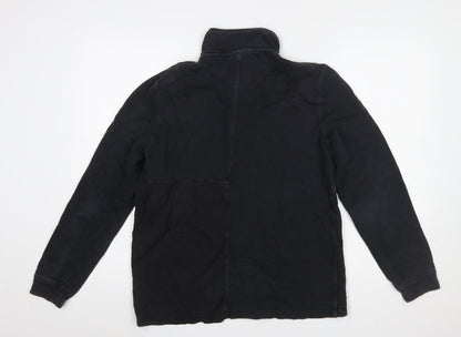 Mens UK Size M Folk Black Henley Sweatshirt