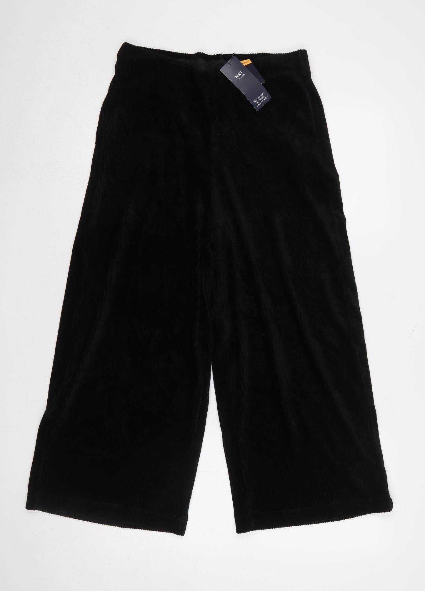 Womens UK Size 10 Marks and Spencer Regular Fit Cropped Black Trousers