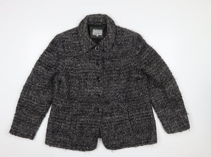 Marks and Spencer Per Una Women Grey Wool Blend Tweed Blazer Jacket Size 18
