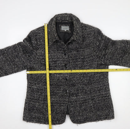Marks and Spencer Per Una Women Grey Wool Blend Tweed Blazer Jacket Size 18
