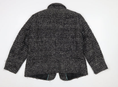 Marks and Spencer Per Una Women Grey Wool Blend Tweed Blazer Jacket Size 18