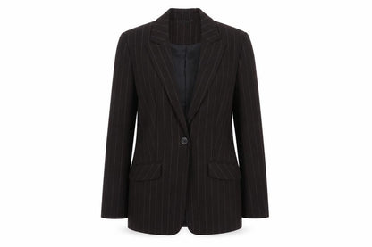Principles Petite Brown Pinstripe Blazer Womens Size 6 Single Breasted
