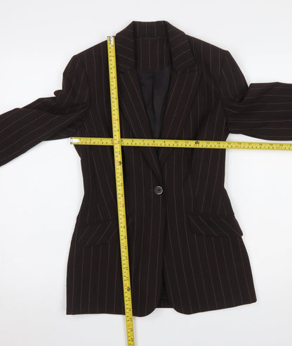 Principles Petite Brown Pinstripe Blazer Womens Size 6 Single Breasted