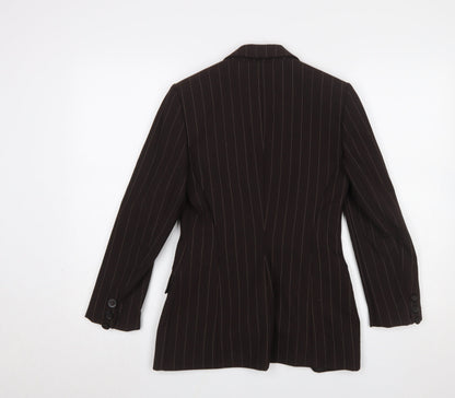 Principles Petite Brown Pinstripe Blazer Womens Size 6 Single Breasted
