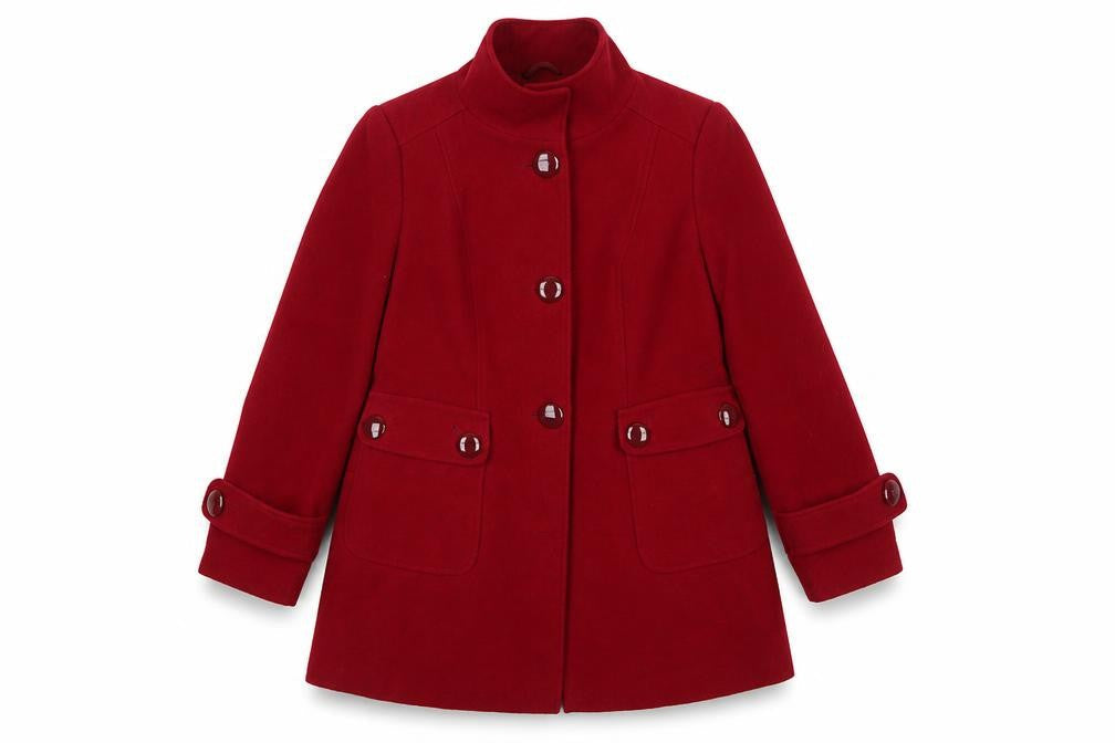 Evans Women Red Mid-Length Coat Wool-Blend Classic Size 16