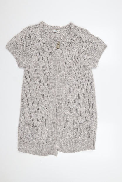 Marks and Spencer Women’s Grey Chunky-Knit Short Sleeve Cardigan UK 14