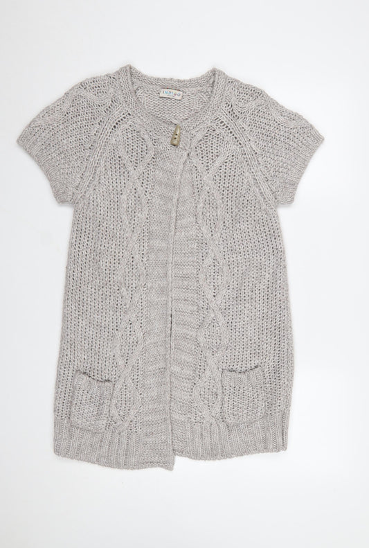 Marks and Spencer Women’s Grey Chunky-Knit Short Sleeve Cardigan UK 14