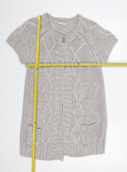 Marks and Spencer Women’s Grey Chunky-Knit Short Sleeve Cardigan UK 14
