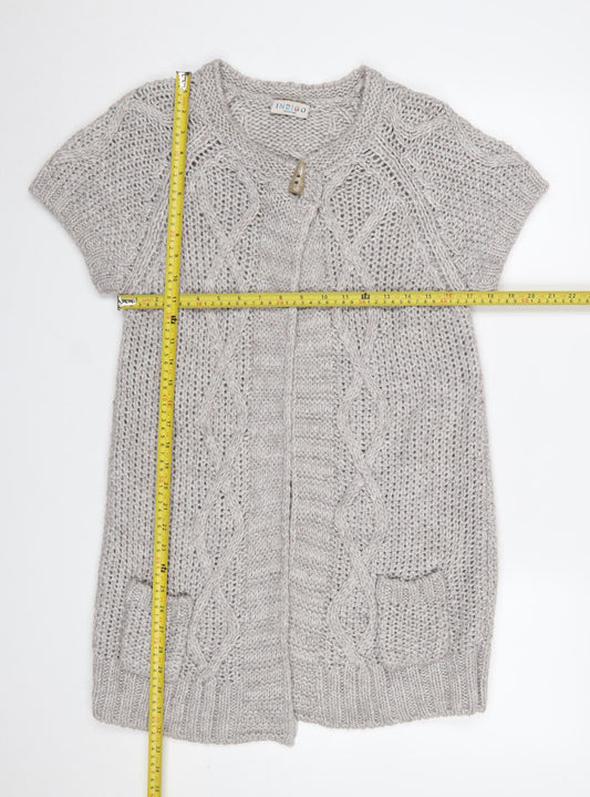 Marks and Spencer Women’s Grey Chunky-Knit Short Sleeve Cardigan UK 14