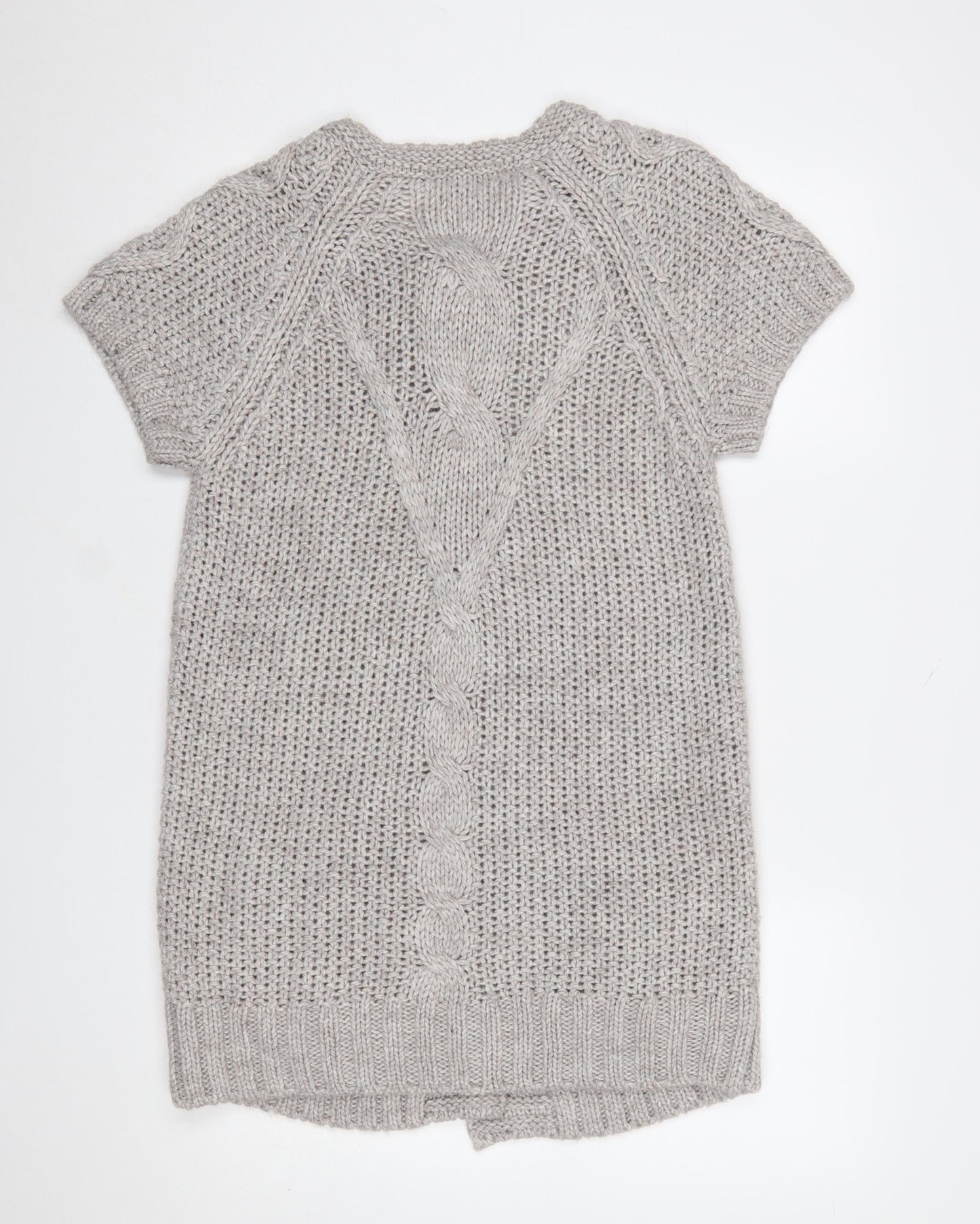 Marks and Spencer Women’s Grey Chunky-Knit Short Sleeve Cardigan UK 14