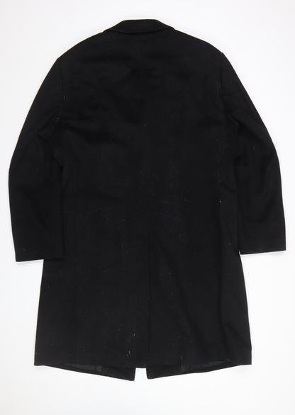 Dehavilland Men's Black Wool Cashmere Overcoat 40S Classic Long Formal