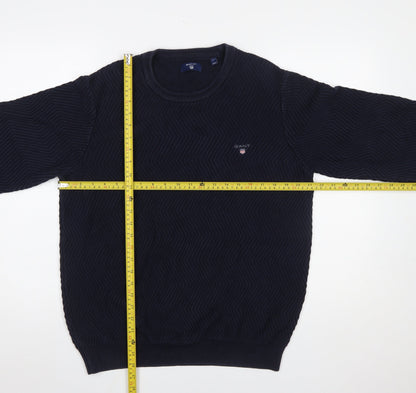 GANT Men's Blue Cotton Crew Neck Jumper XL Classic Knit