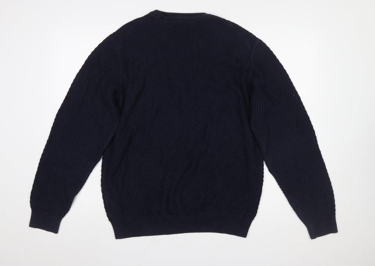 GANT Men's Blue Cotton Crew Neck Jumper XL Classic Knit