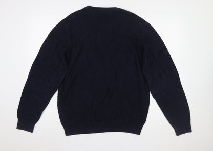 GANT Men's Blue Cotton Crew Neck Jumper XL Classic Knit