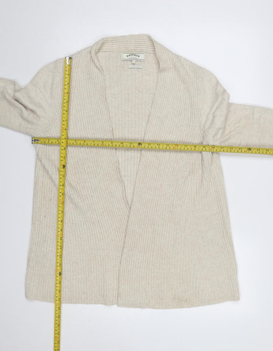 FatFace Women Beige Size 12 Knit Acrylic Cardigan Jumper