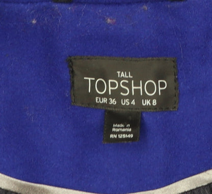 Topshop Women’s Tall Blue Long Overcoat Size 8