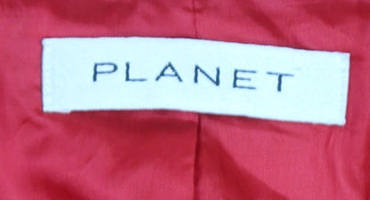 Planet Womens Red Wool Pea Coat Size 8 Double Breasted Mid-Length